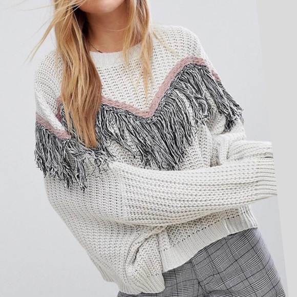 Pull&Bear Sweaters - Pull&Bear Fringe Batwing Oversized Sweater